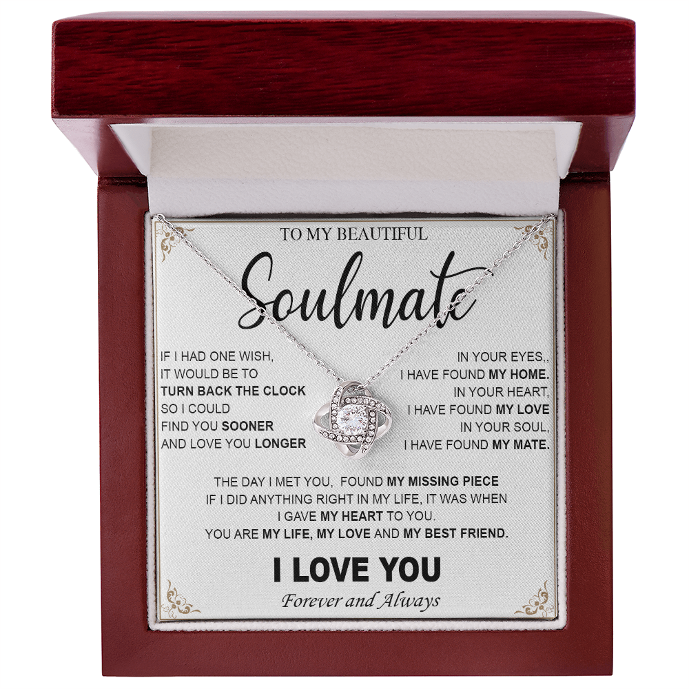 To My Beautiful Soulmate-Love Knot Necklace-My Heart, My Love, My Mate