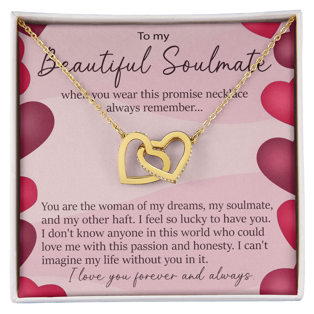To My Beautiful Soulmate Promise Necklace - Interlocking Hearts Necklace