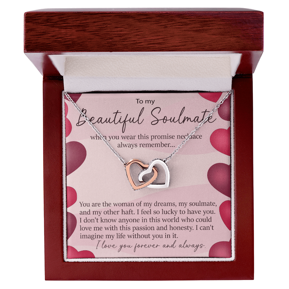 To My Beautiful Soulmate Promise Necklace - Interlocking Hearts Necklace