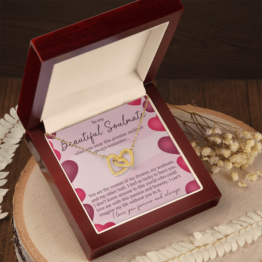 To My Beautiful Soulmate Promise Necklace - Interlocking Hearts Necklace