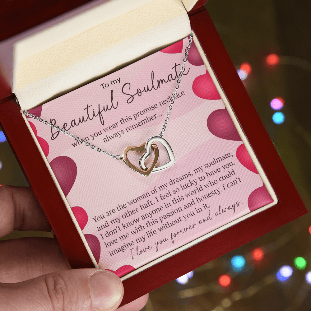 To My Beautiful Soulmate Promise Necklace - Interlocking Hearts Necklace