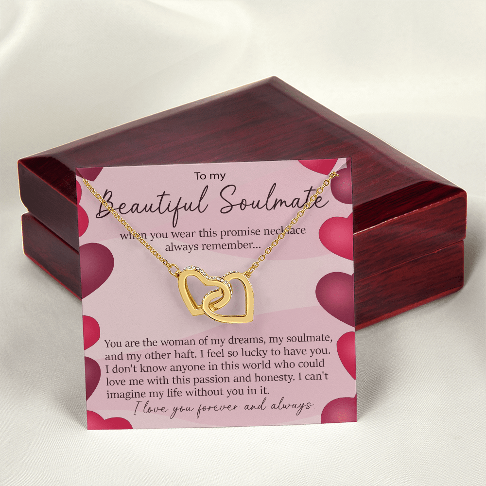To My Beautiful Soulmate Promise Necklace - Interlocking Hearts Necklace