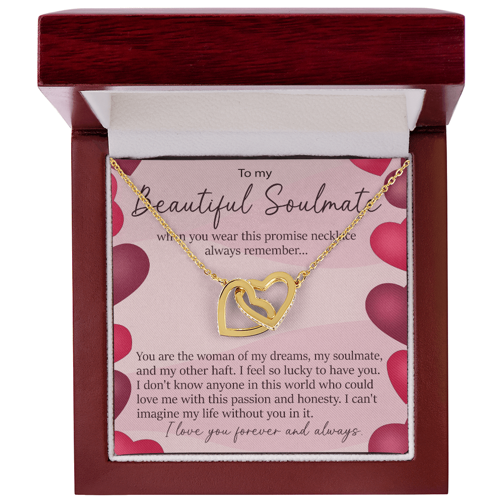 To My Beautiful Soulmate Promise Necklace - Interlocking Hearts Necklace