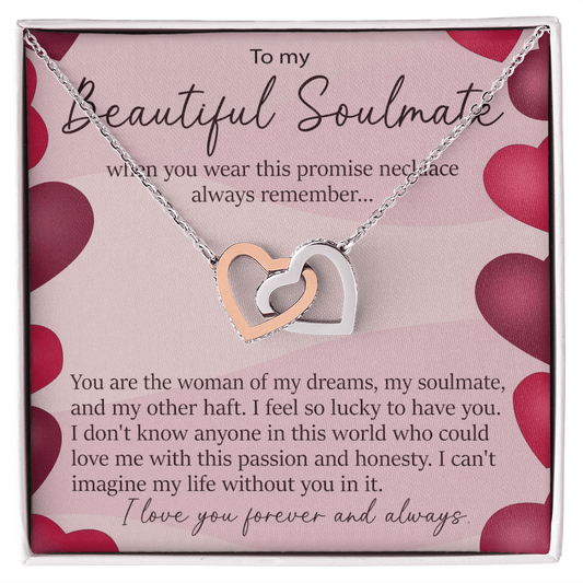 To My Beautiful Soulmate Promise Necklace - Interlocking Hearts Necklace