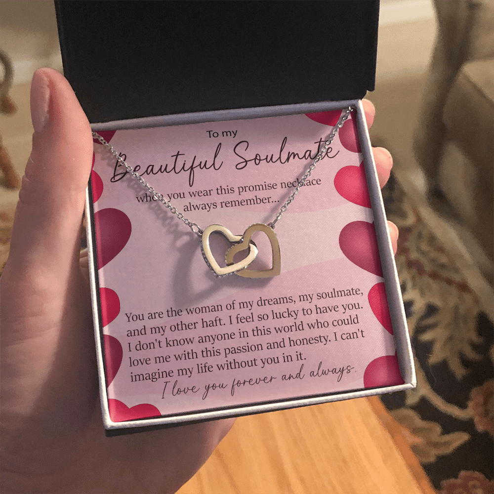 To My Beautiful Soulmate Promise Necklace - Interlocking Hearts Necklace