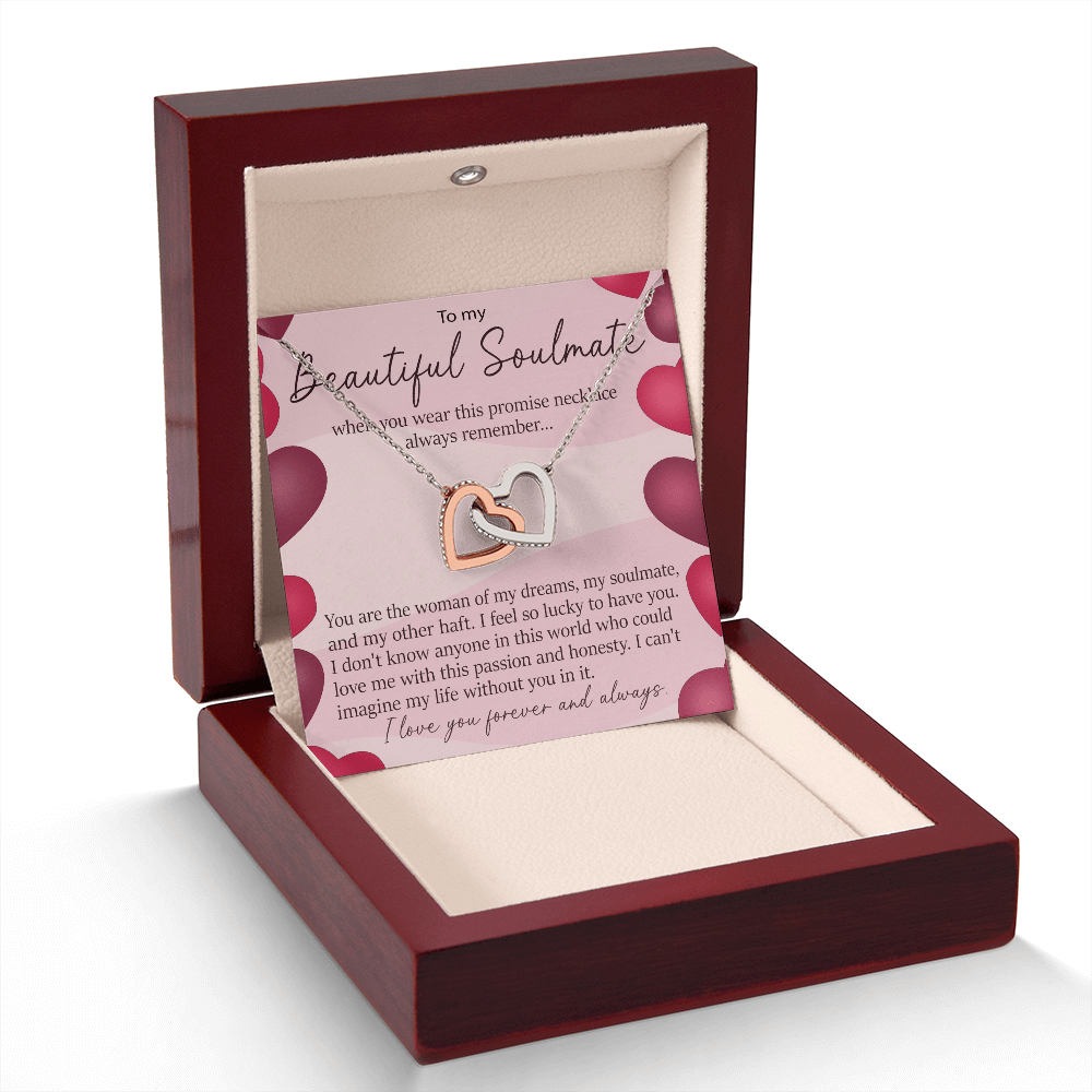 To My Beautiful Soulmate Promise Necklace - Interlocking Hearts Necklace