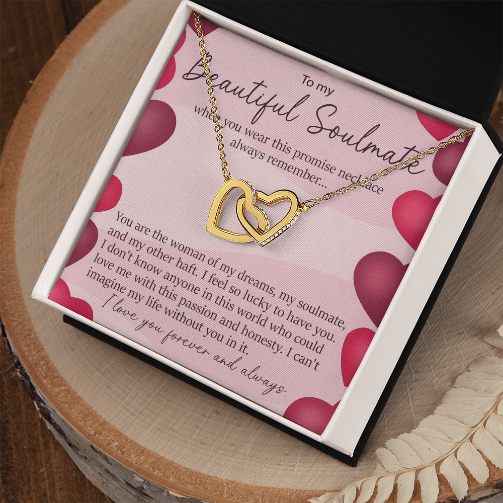 To My Beautiful Soulmate Promise Necklace - Interlocking Hearts Necklace