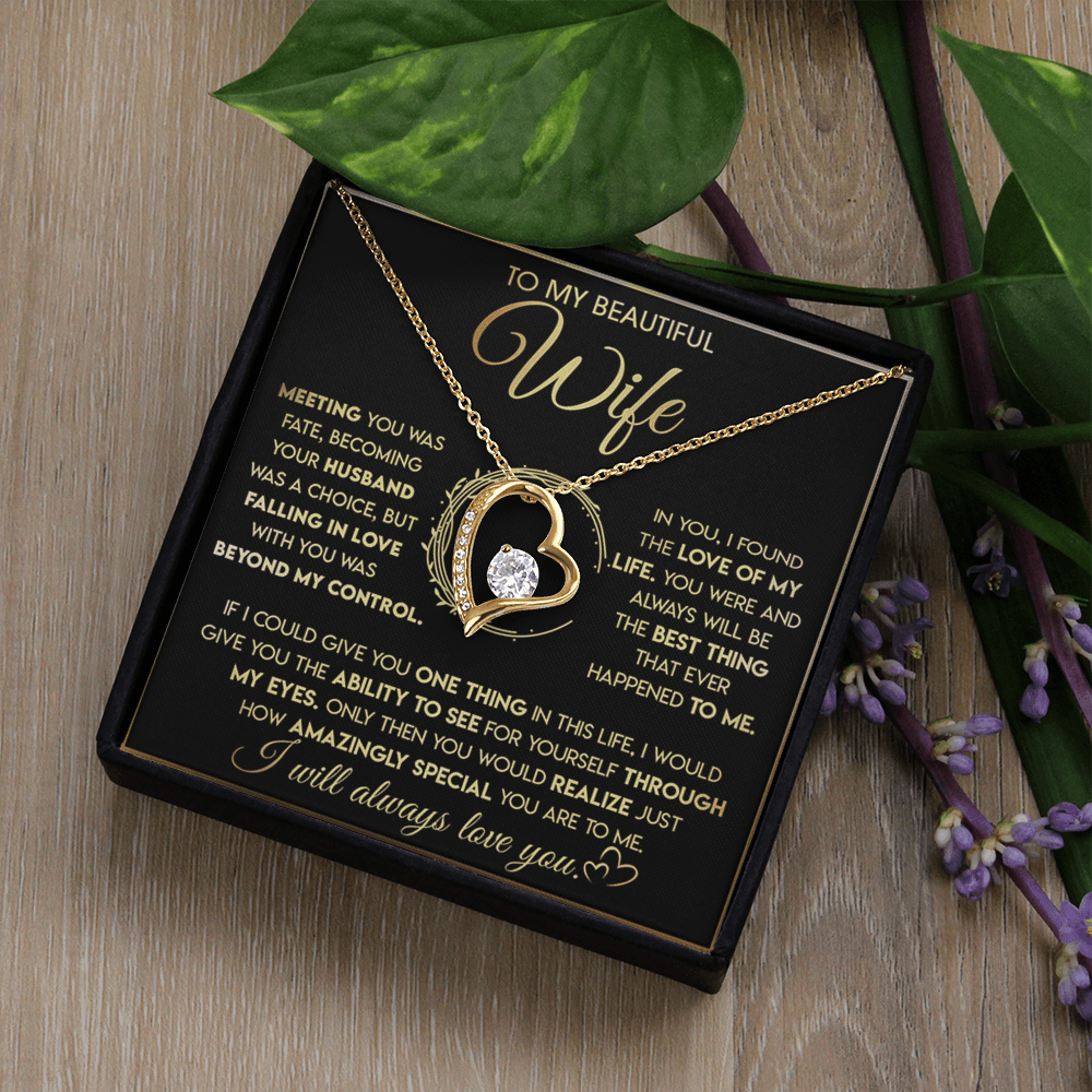 To My Beautiful Wife-Forever Love Necklace-"See Yourself Through My Eyes"