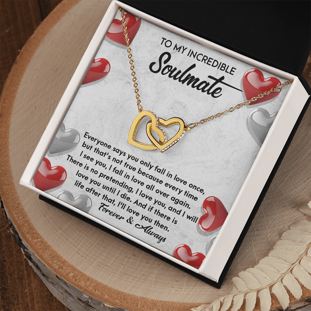 To My Incredible Soulmate -Interlocking Hearts Necklace-"Fall In Love All Over Again"
