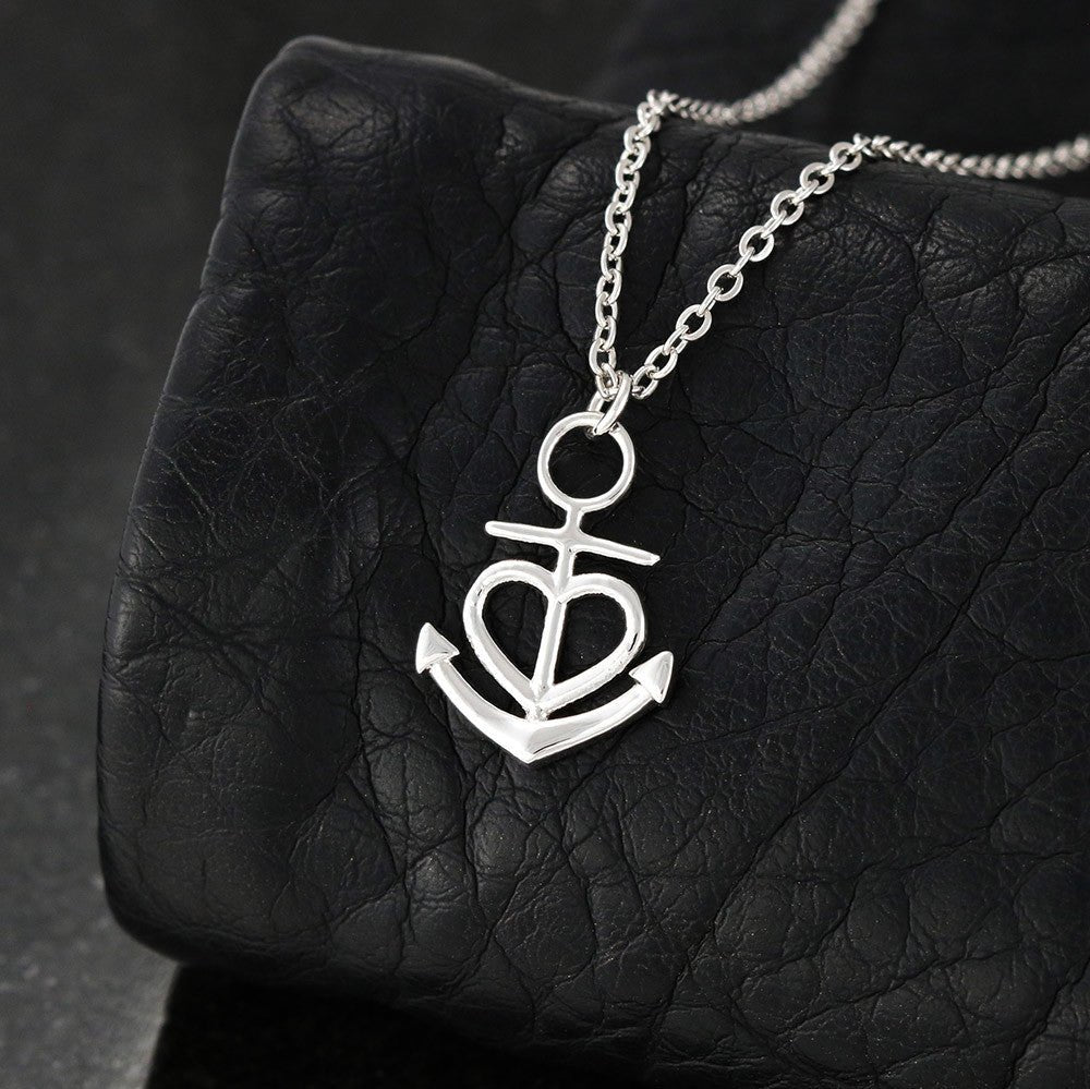 To My Love "Stay With Me" Gift - Heart Anchor Necklace with Apology Message