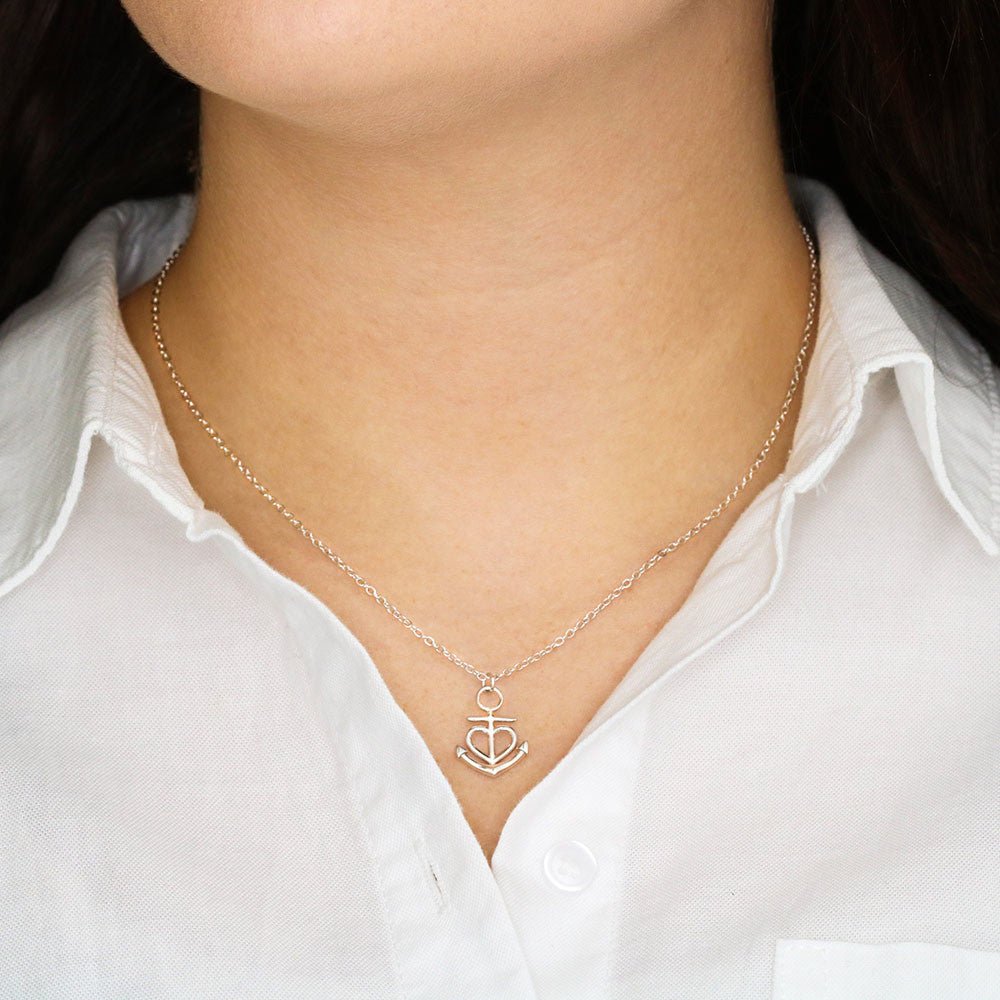 To My Love "Stay With Me" Gift - Heart Anchor Necklace with Apology Message