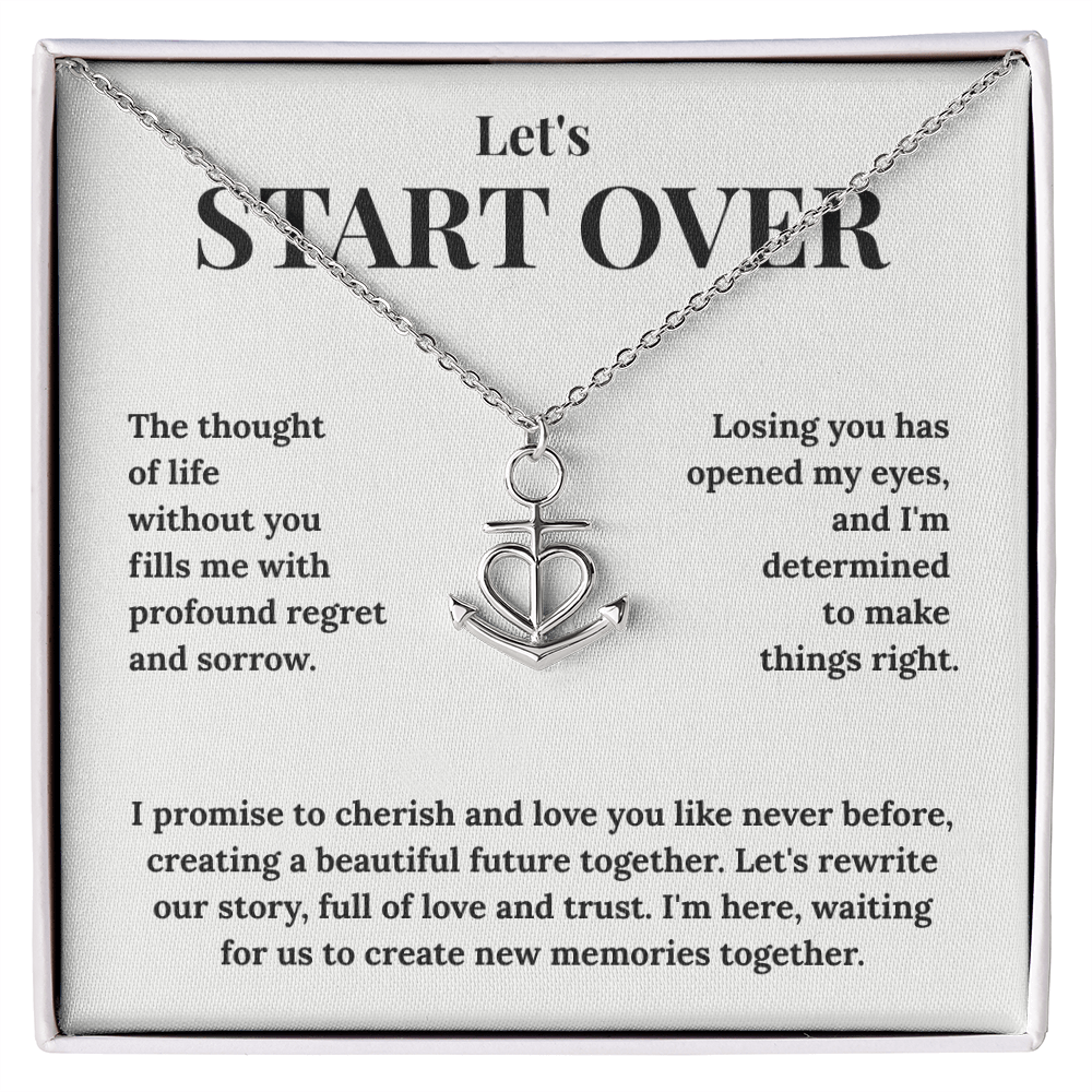 To My Love "Stay With Me" Gift - Heart Anchor Necklace with Apology Message