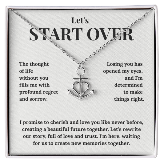 To My Love "Stay With Me" Gift - Heart Anchor Necklace with Apology Message