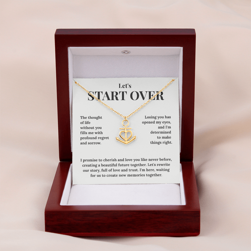 To My Love "Stay With Me" Gift - Heart Anchor Necklace with Apology Message