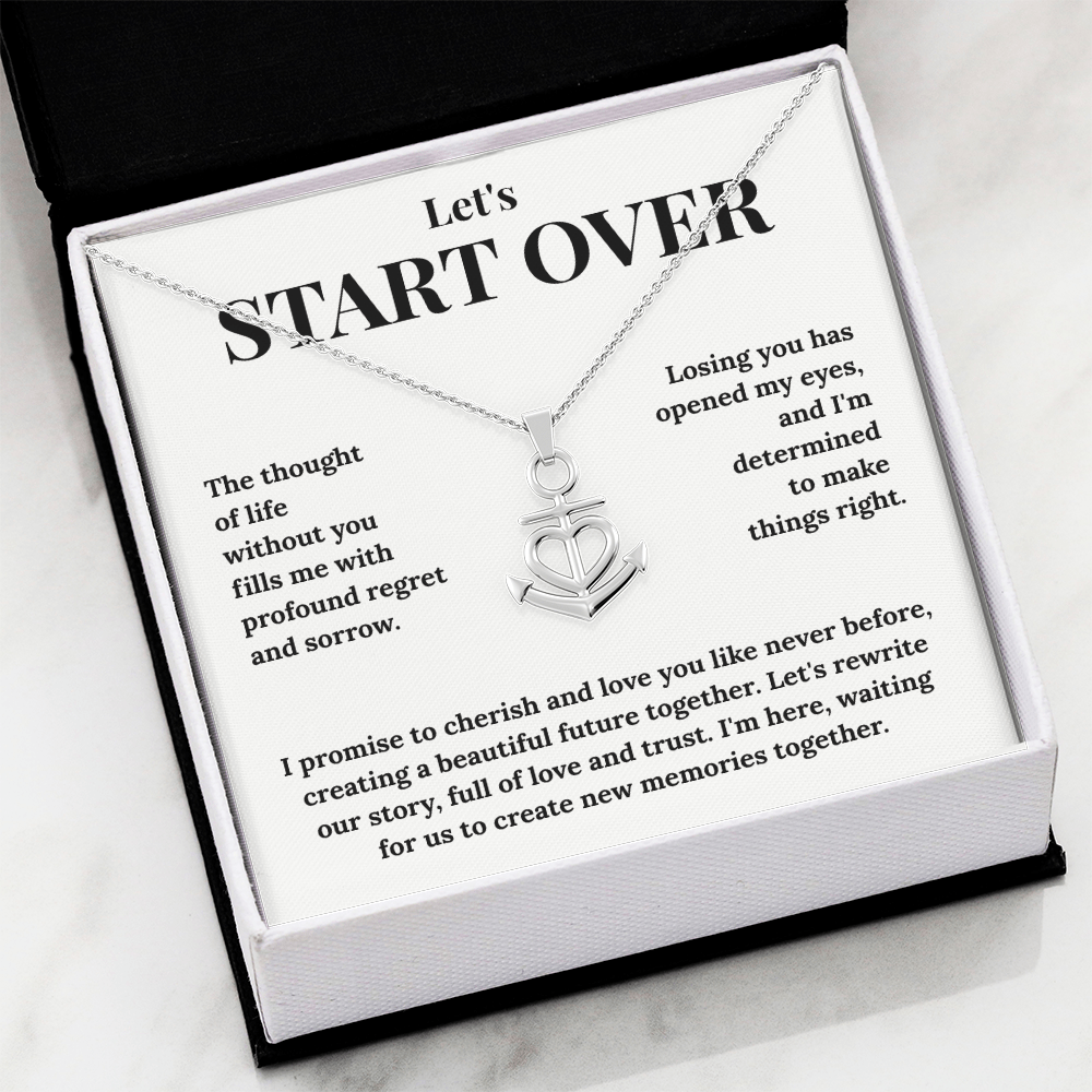 To My Love "Stay With Me" Gift - Heart Anchor Necklace with Apology Message