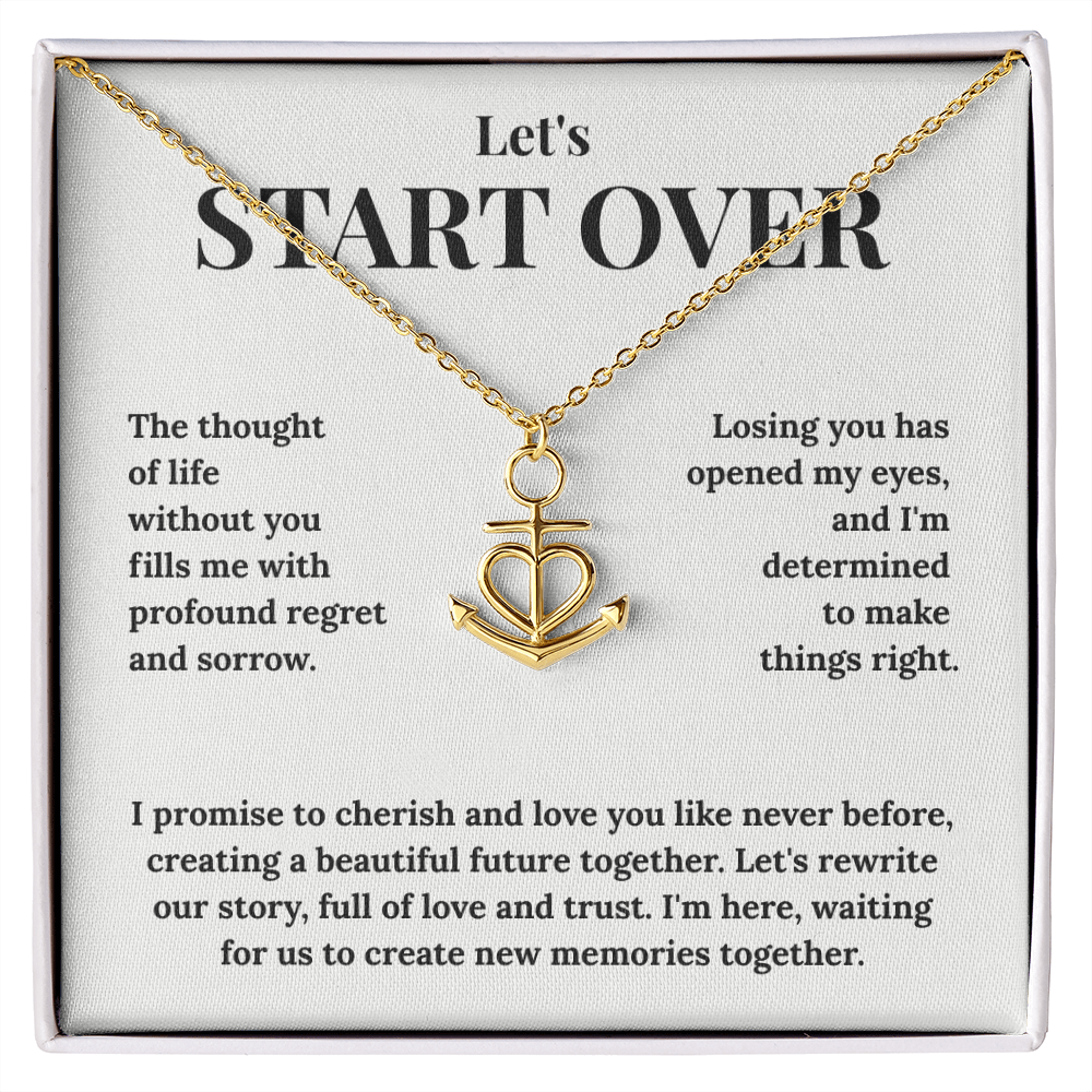 To My Love "Stay With Me" Gift - Heart Anchor Necklace with Apology Message