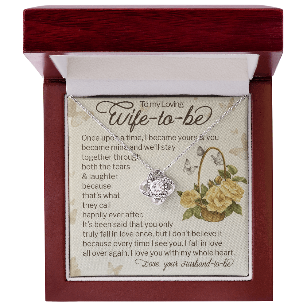 To My Loving Wife-to-be Gift-love knot neacklace-"Fall In Love All Over Again"