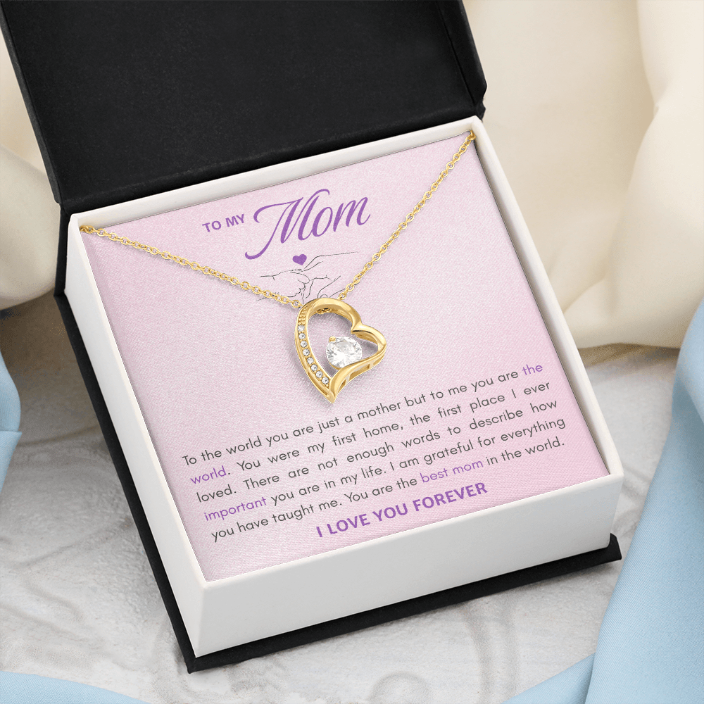 To My Mom Forever Love Necklace - "To Me You Are The World" Gift from Son