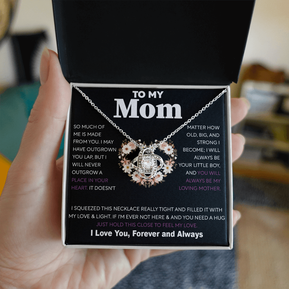 To My Mom Gift from Son - "Always Your Little Boy" - love knot neackce