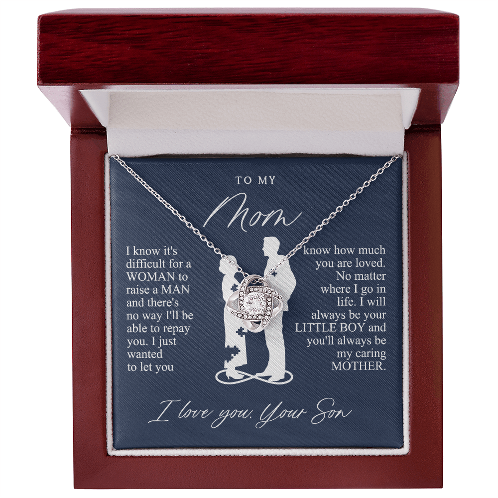 To My Mom Gift from Son - love knot neackce - Sentimental Mother's Day Gift for Mom