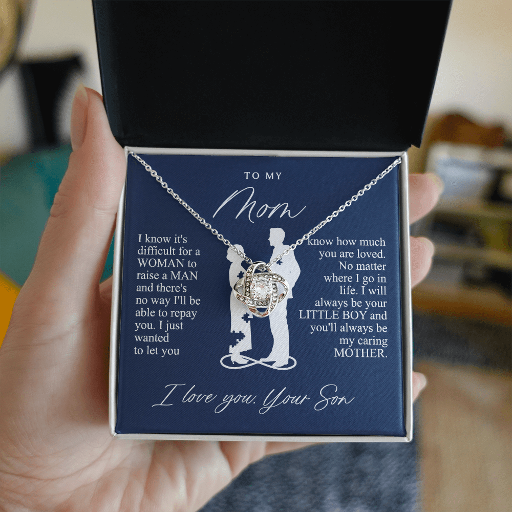 To My Mom Gift from Son - love knot neackce - Sentimental Mother's Day Gift for Mom
