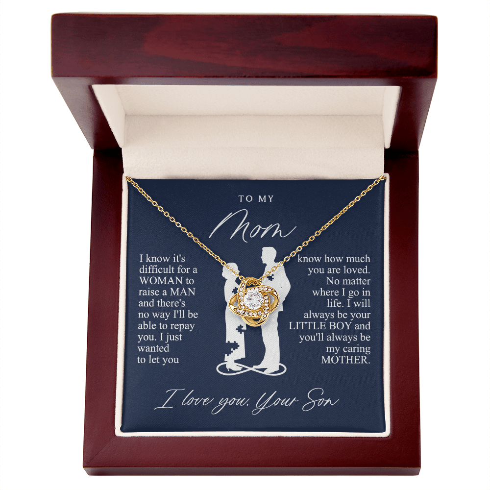 To My Mom Gift from Son - love knot neackce - Sentimental Mother's Day Gift for Mom