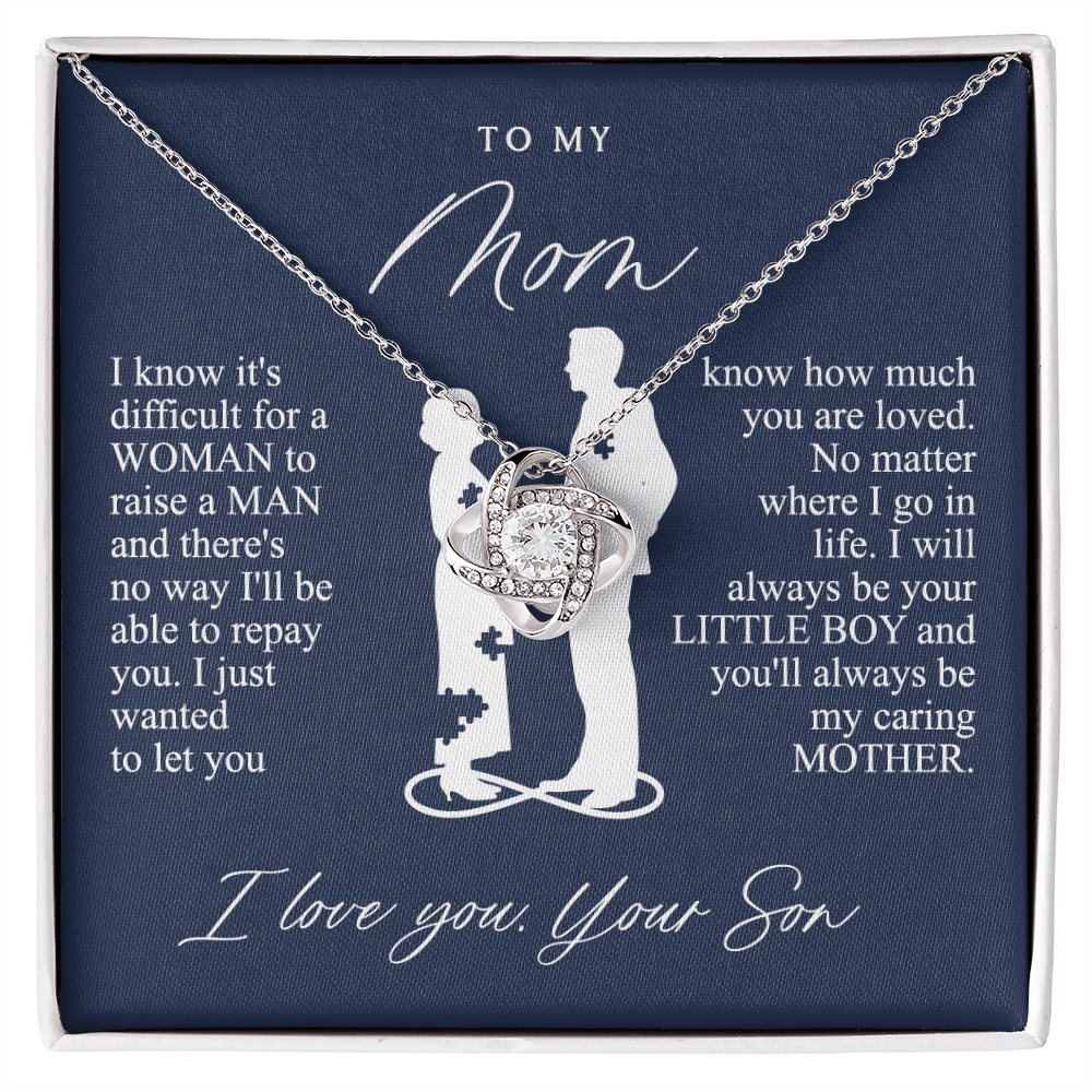 To My Mom Gift from Son - love knot neackce - Sentimental Mother's Day Gift for Mom