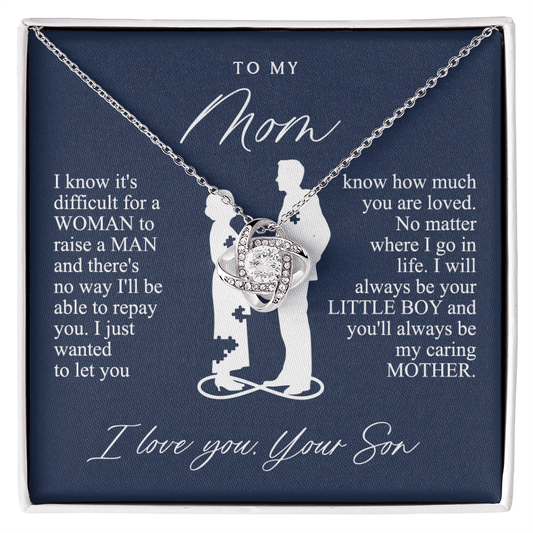 To My Mom Gift from Son - love knot neackce - Sentimental Mother's Day Gift for Mom