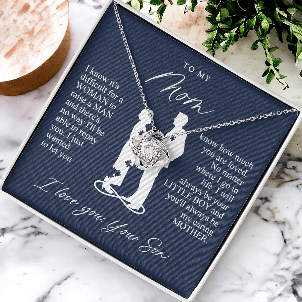 To My Mom Gift from Son - love knot neackce - Sentimental Mother's Day Gift for Mom