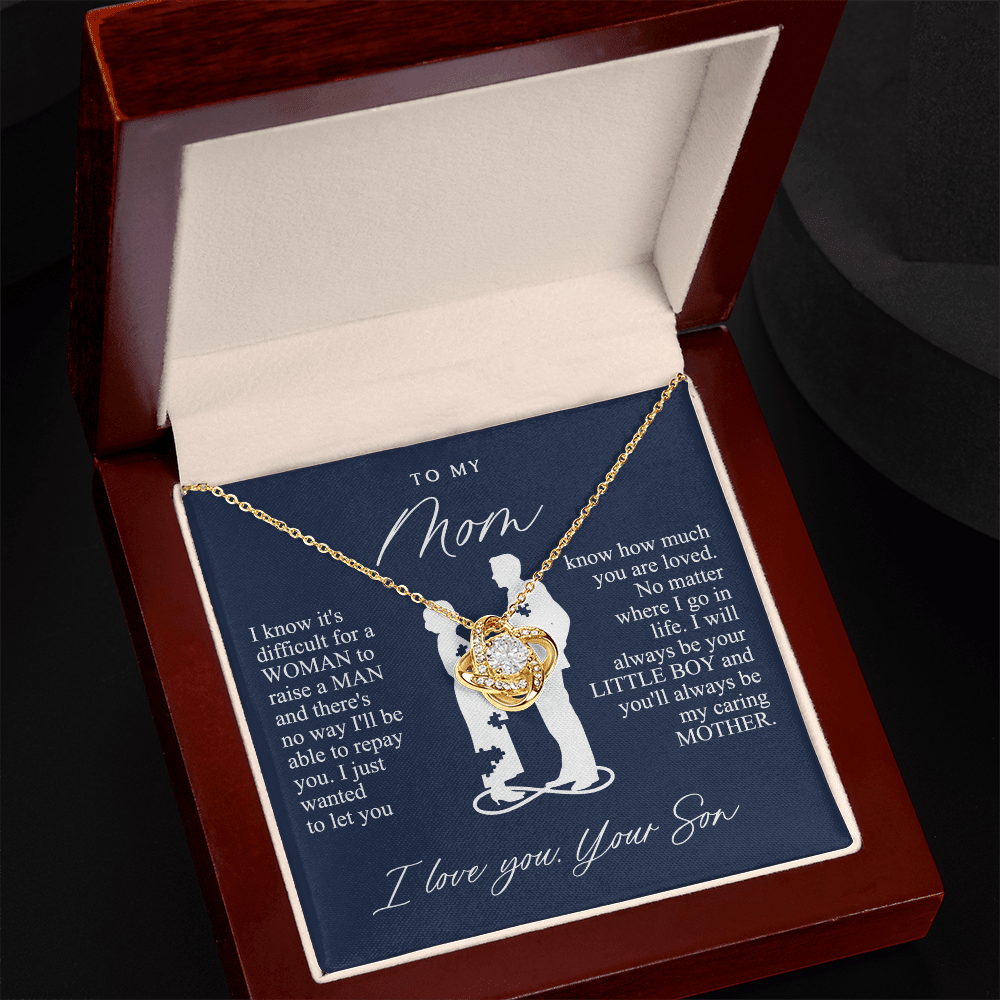 To My Mom Gift from Son - love knot neackce - Sentimental Mother's Day Gift for Mom