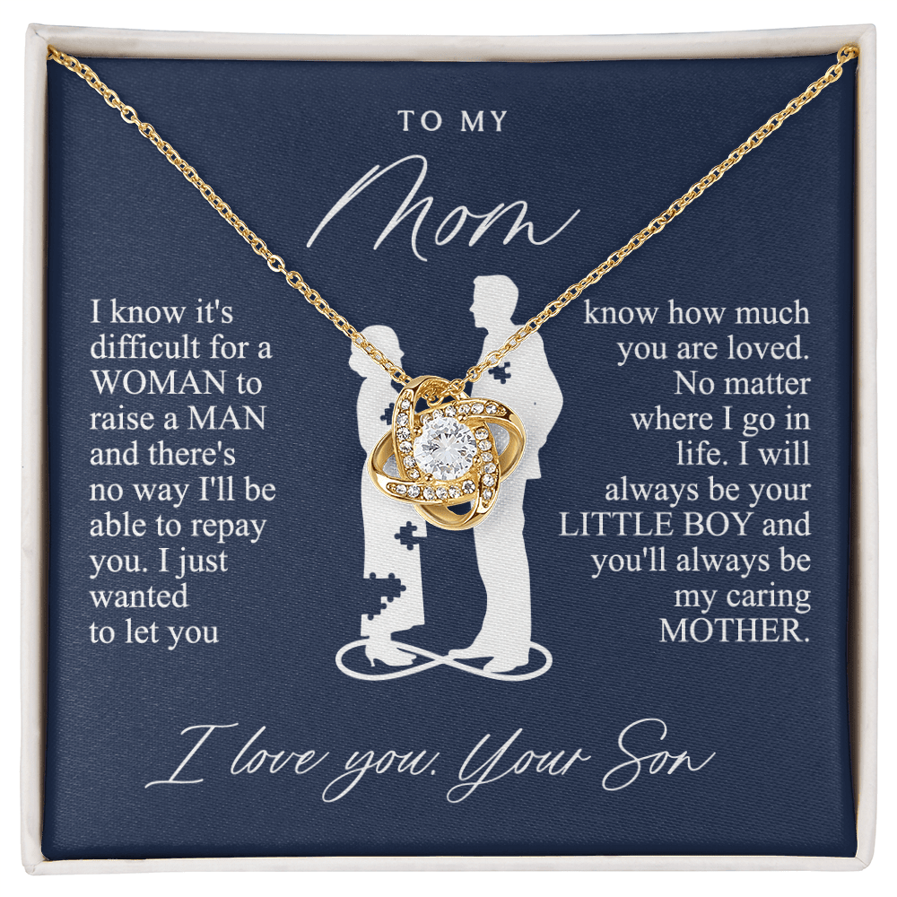 To My Mom Gift from Son - love knot neackce - Sentimental Mother's Day Gift for Mom