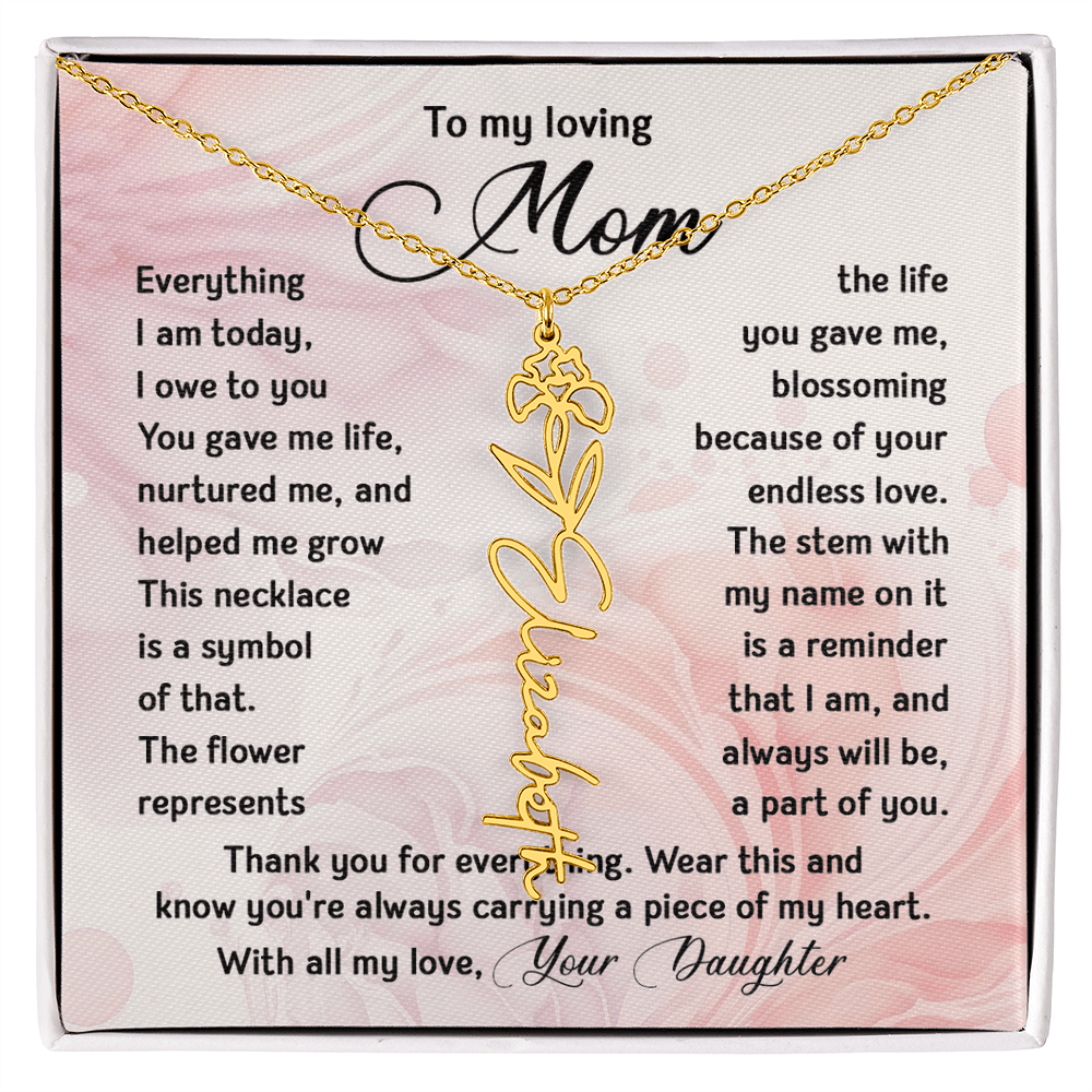 To My Mom - Personalized Birth Flower Name Necklace