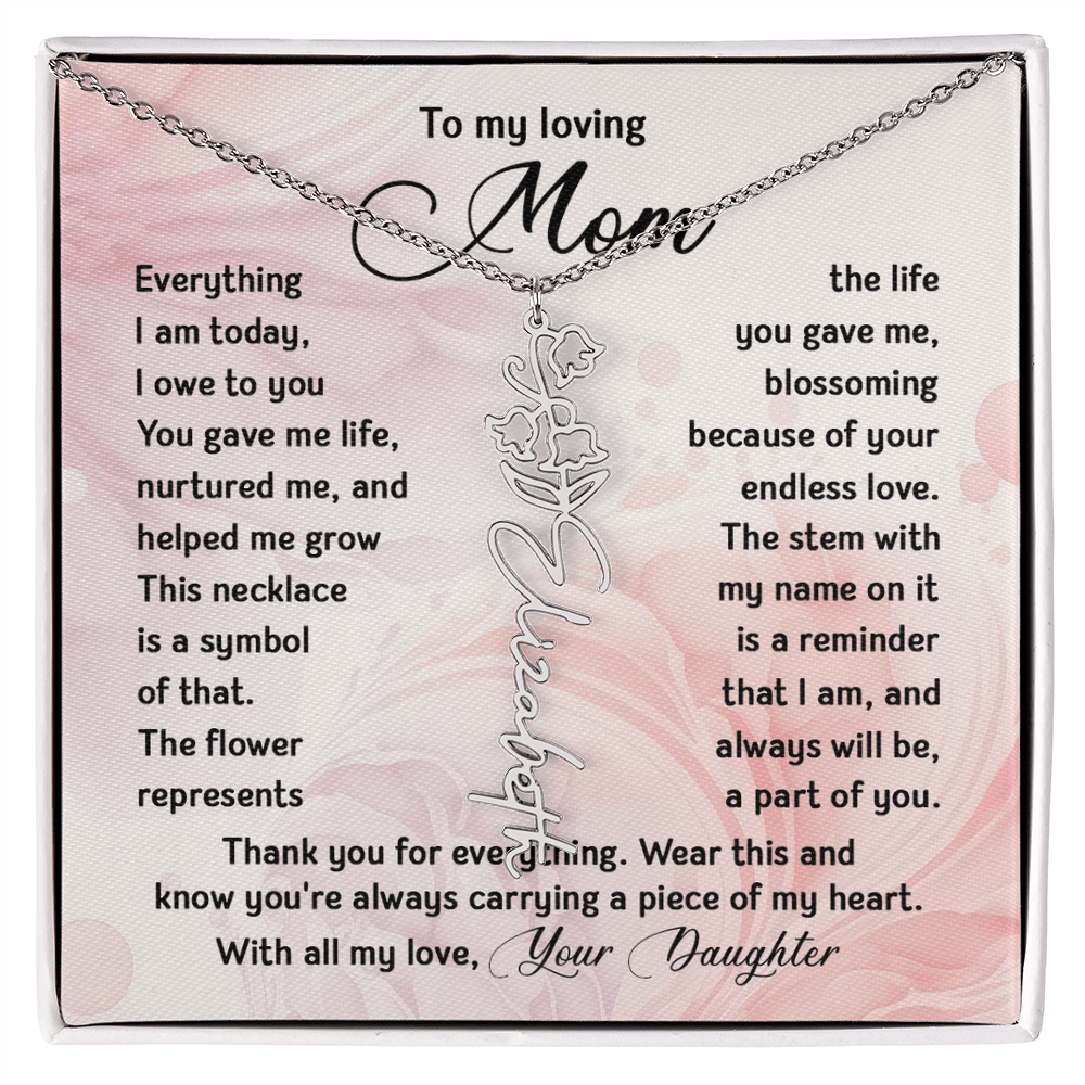 To My Mom - Personalized Birth Flower Name Necklace