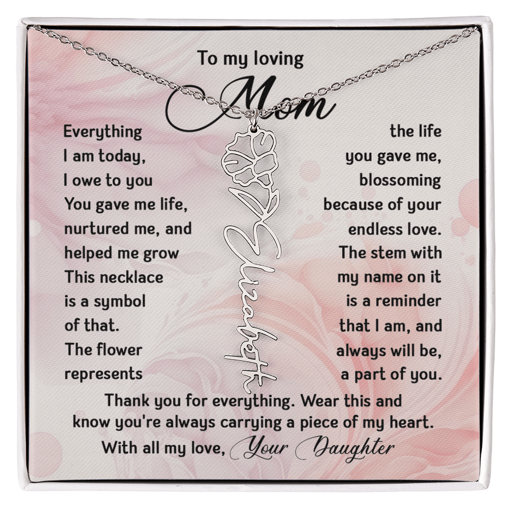 To My Mom - Personalized Birth Flower Name Necklace