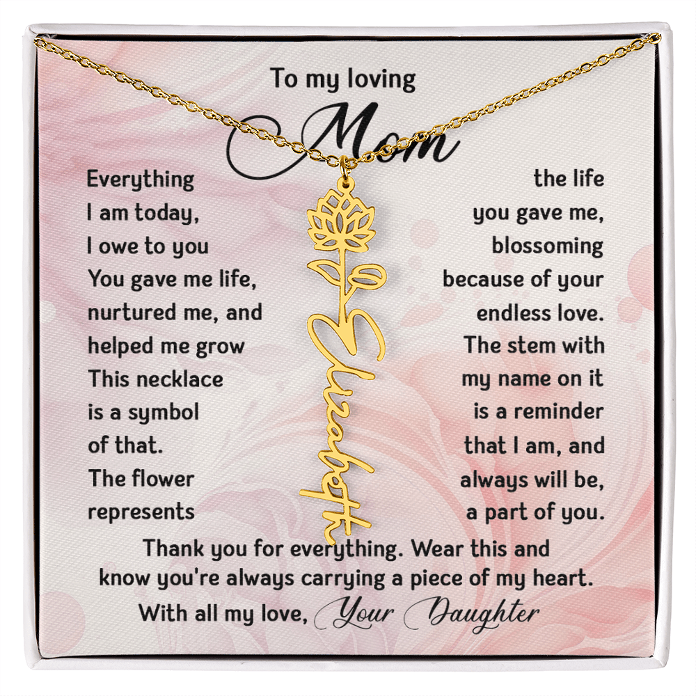 To My Mom - Personalized Birth Flower Name Necklace
