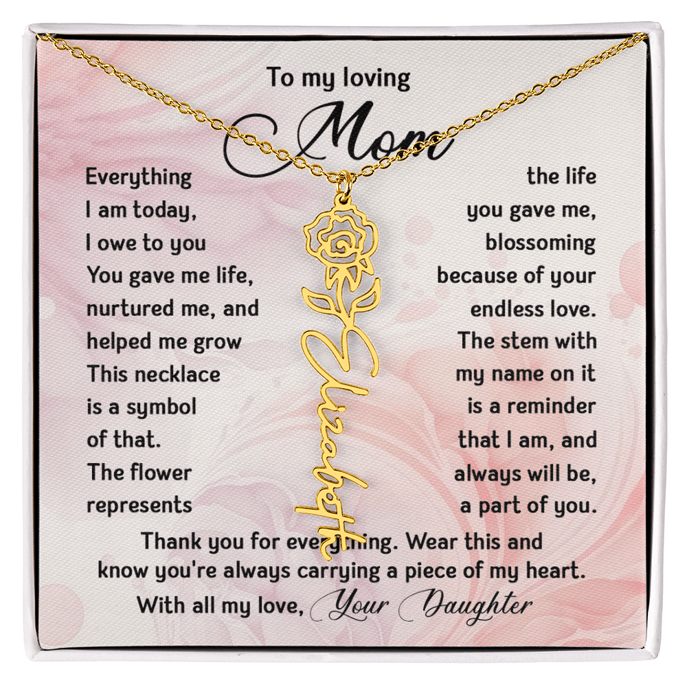 To My Mom - Personalized Birth Flower Name Necklace