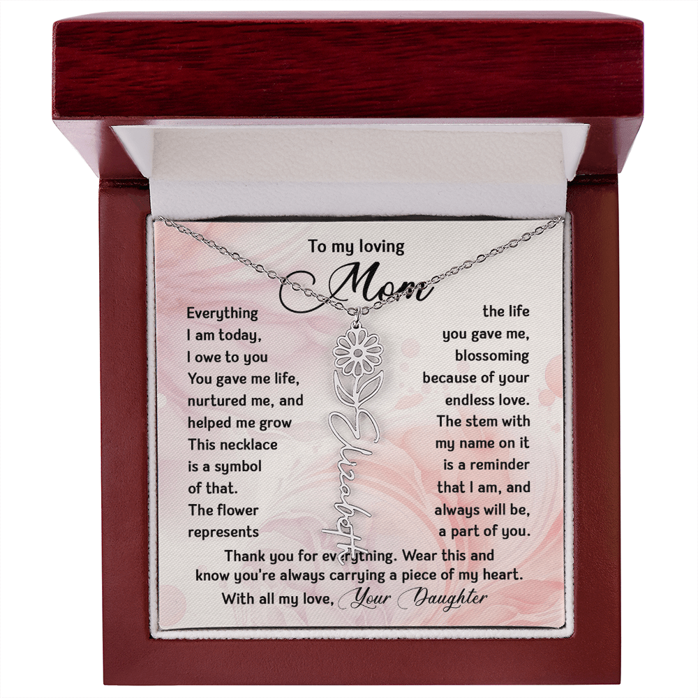 To My Mom - Personalized Birth Flower Name Necklace