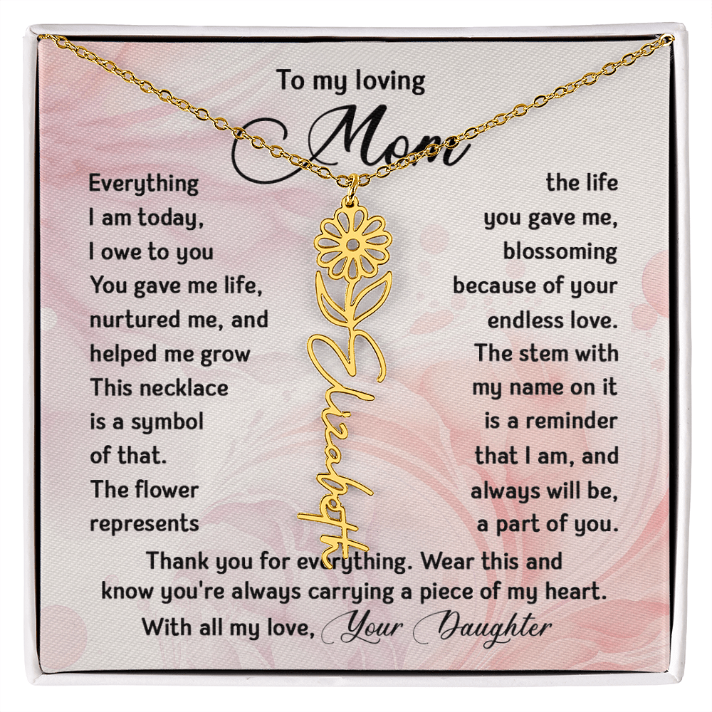 To My Mom - Personalized Birth Flower Name Necklace