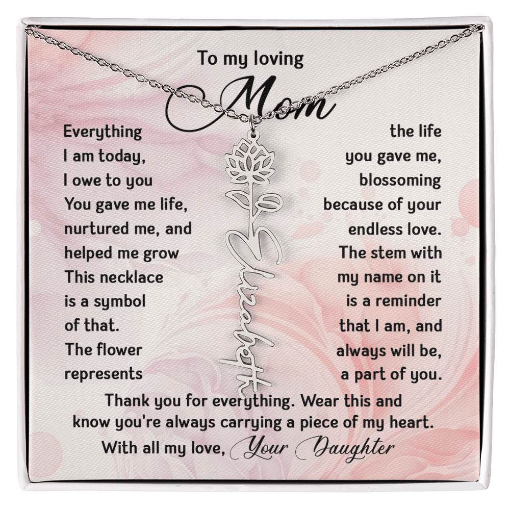 To My Mom - Personalized Birth Flower Name Necklace