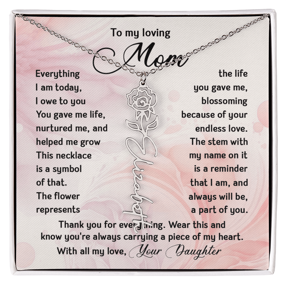 To My Mom - Personalized Birth Flower Name Necklace