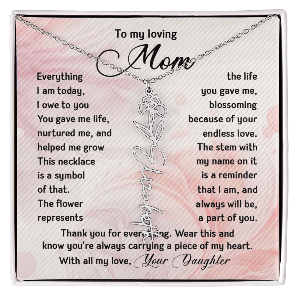 To My Mom - Personalized Birth Flower Name Necklace