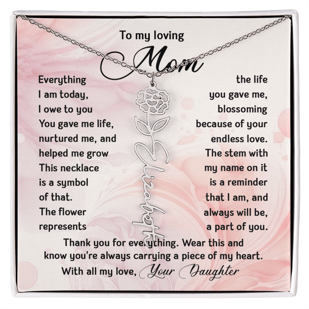 To My Mom - Personalized Birth Flower Name Necklace