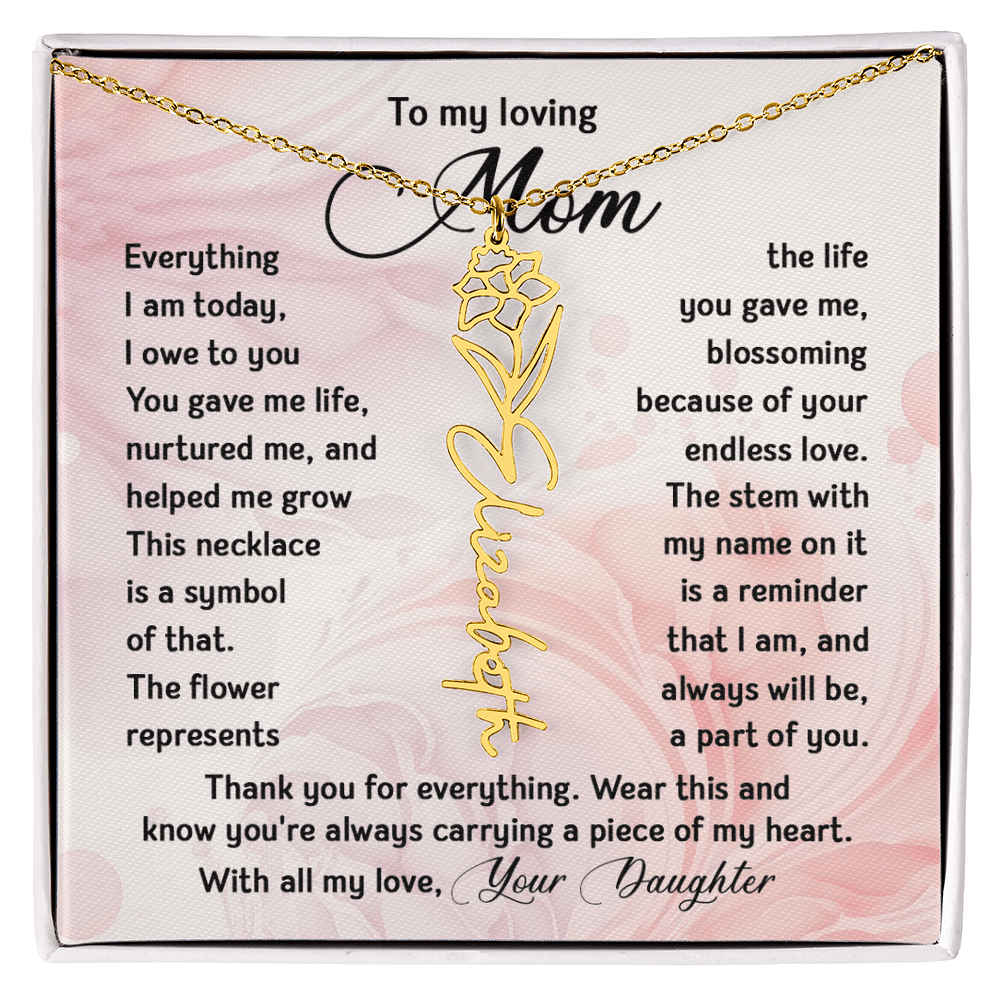 To My Mom - Personalized Birth Flower Name Necklace