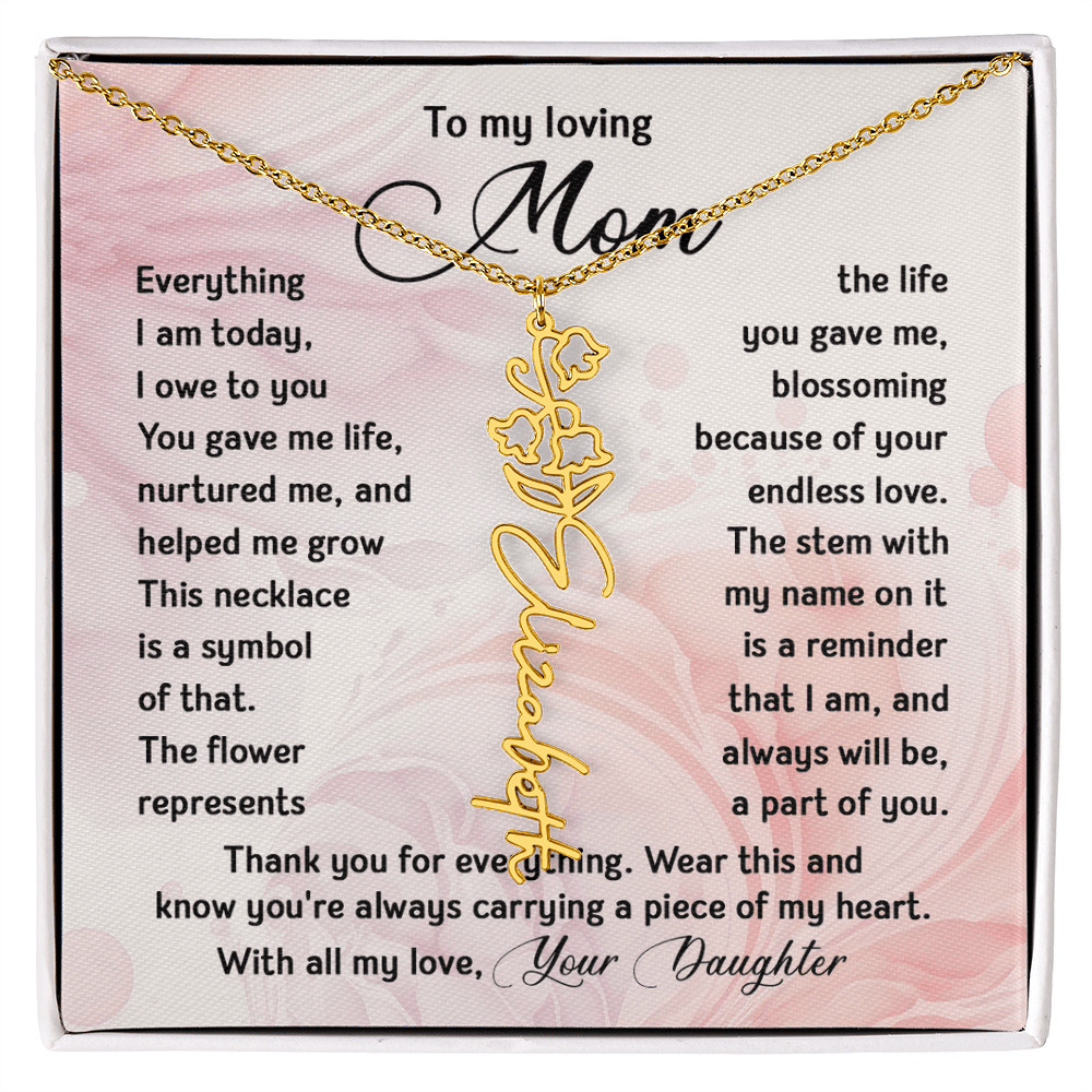To My Mom - Personalized Birth Flower Name Necklace