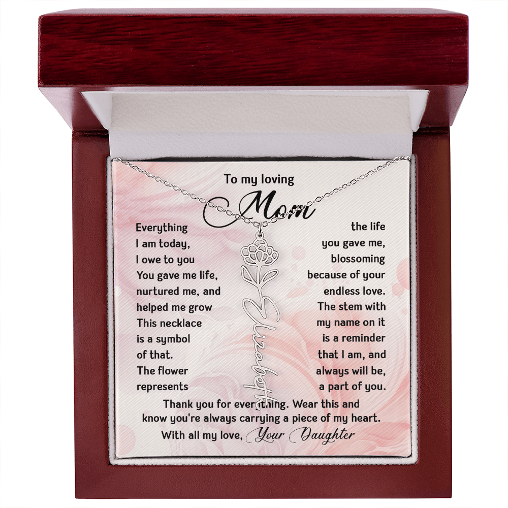 To My Mom - Personalized Birth Flower Name Necklace