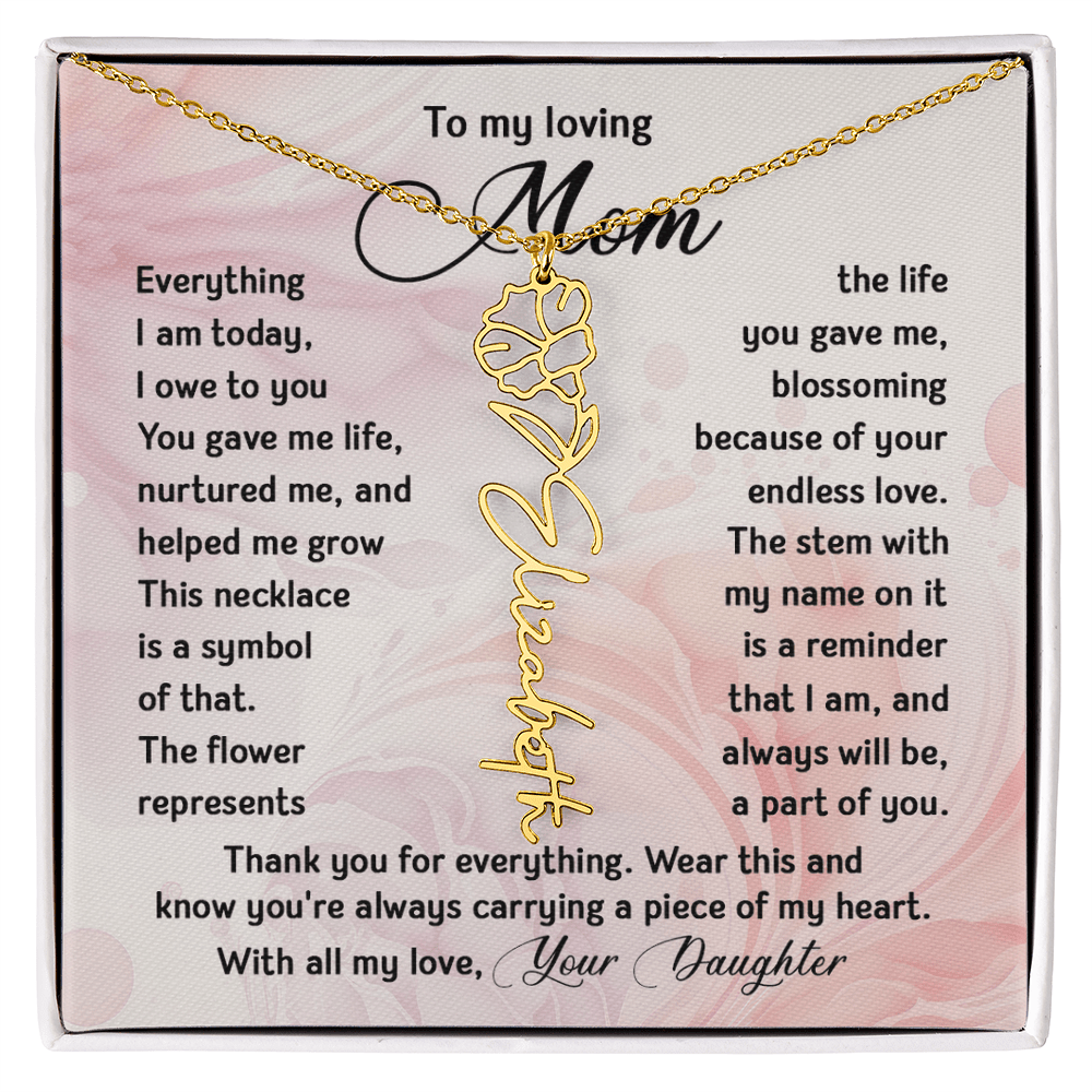 To My Mom - Personalized Birth Flower Name Necklace