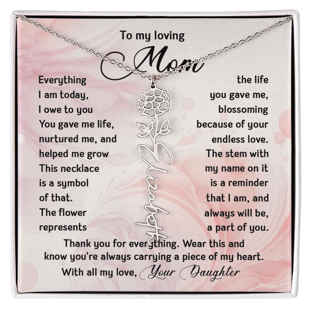 To My Mom - Personalized Birth Flower Name Necklace