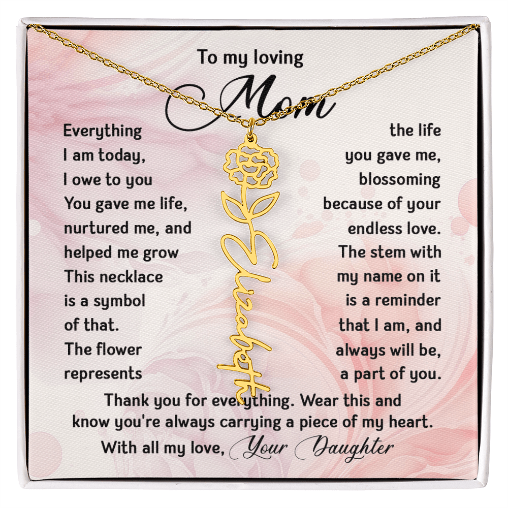 To My Mom - Personalized Birth Flower Name Necklace
