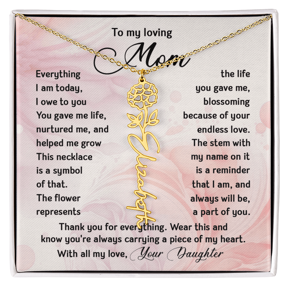 To My Mom - Personalized Birth Flower Name Necklace