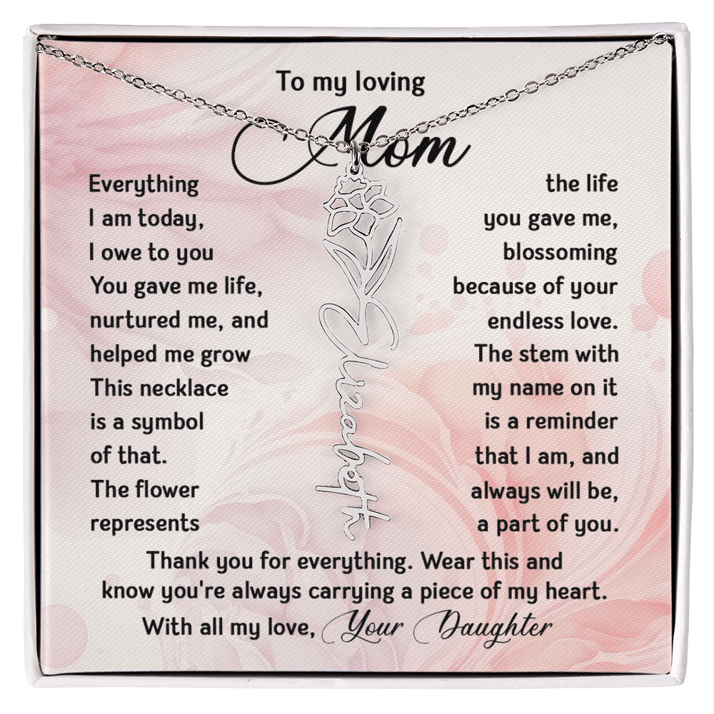 To My Mom - Personalized Birth Flower Name Necklace